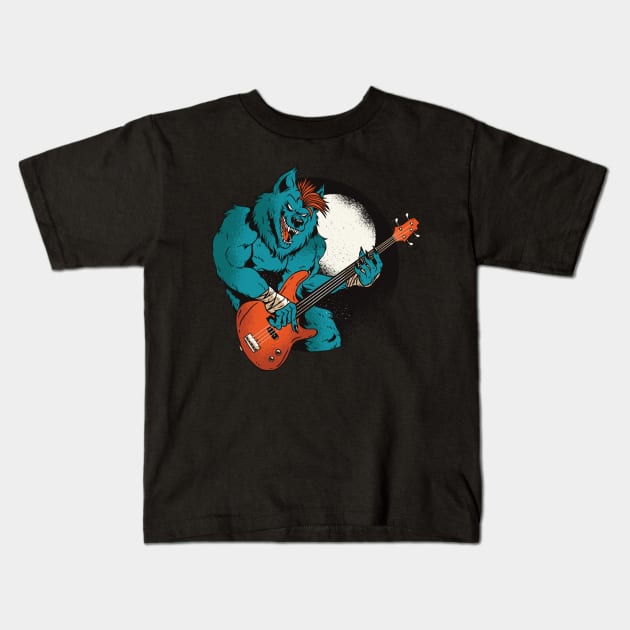 Werewolf Bassist Kids T-Shirt by rueckemashirt